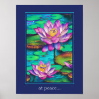at peace - Beautiful Pink Lotus Flower Scene