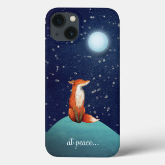 at peace ~ Charming Fox Sitting Under a Full Moon iPhone 13 Case