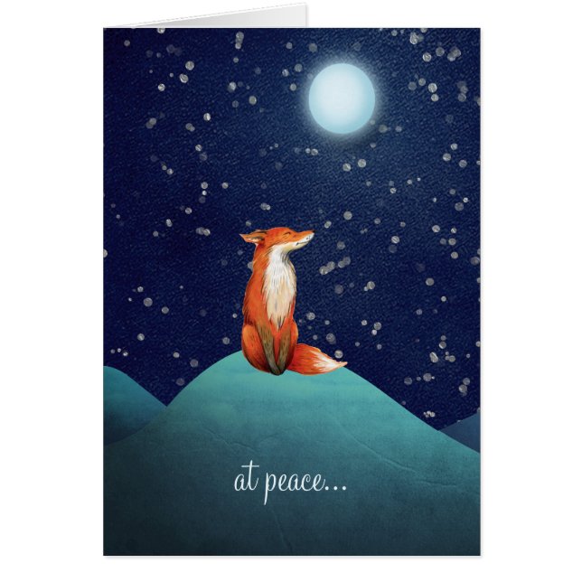 at peace ~ Charming Fox Under a Full Moon Card (Front)