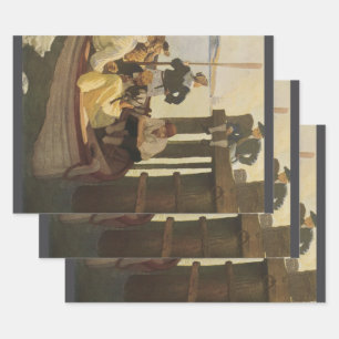 At Queen's Ferry by NC Wyeth, Vintage Pirates Wrapping Paper Sheet