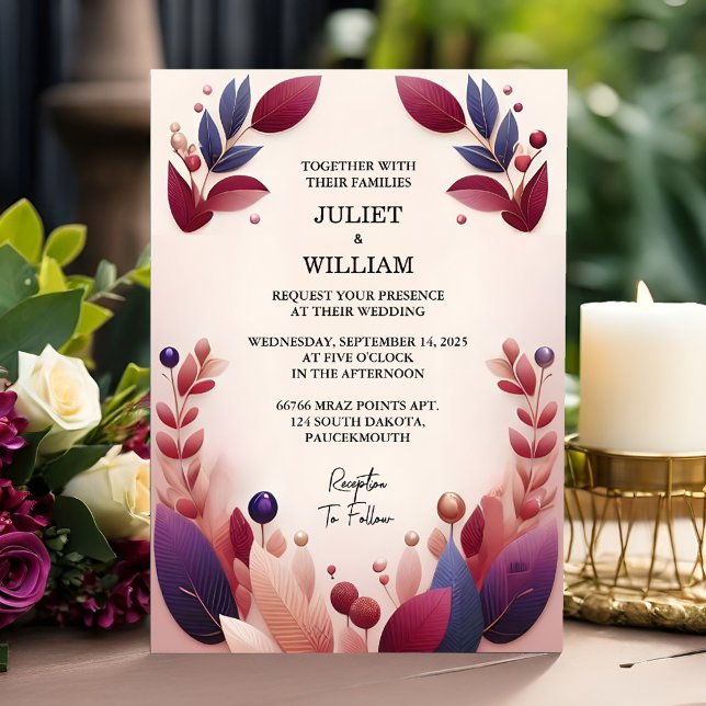 At Rich Soft Teal Fall Gem Bold Jewel Tone Wedding Invitation (Creator Uploaded)