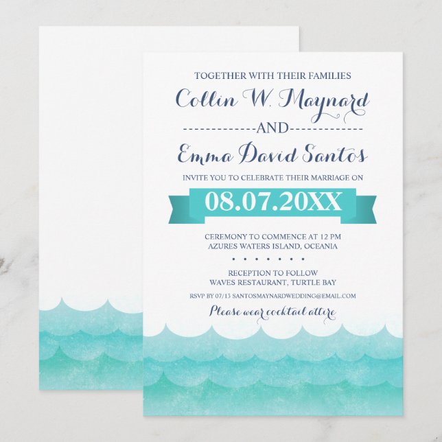 At Sea Nautical Wedding Invitations (Front/Back)
