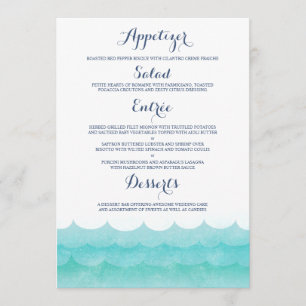 At Sea Nautical Wedding Menu Cards
