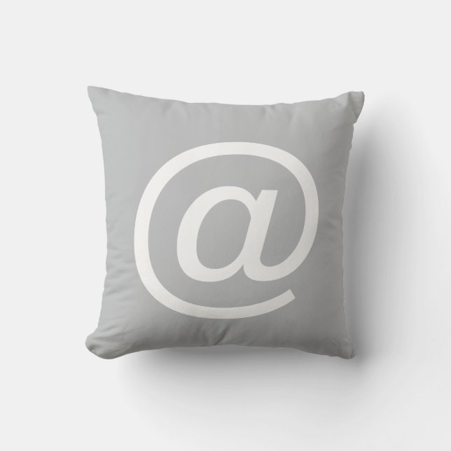@ (at sign) button pillow, Grey & White Cushion (Front)
