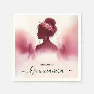 At Silver Plum Lace Gown Boho Burgundy Quinceanera Napkin