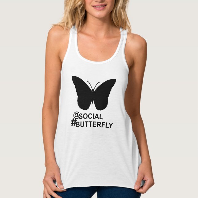 At Social Hashtag Butterfly [Bold] Singlet (Front)