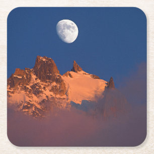 At Sunrise Aiguille du Plan Chamonix, France Square Paper Coaster
