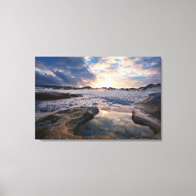 At Sunset In A Puddle Canvas Print (Front)