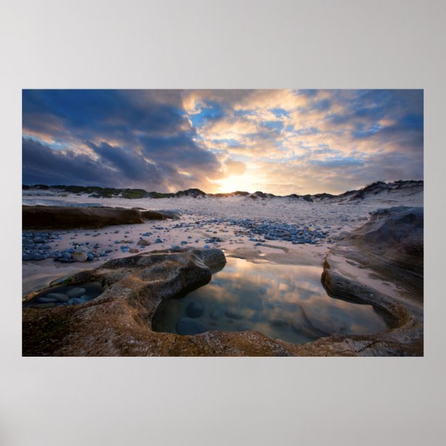 At Sunset In A Puddle Poster (Front)