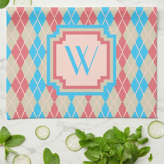 At the Beach Argyle Kitchen Towel (Folded)