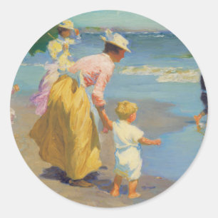 At The Beach - Edward Potthast Classic Round Sticker