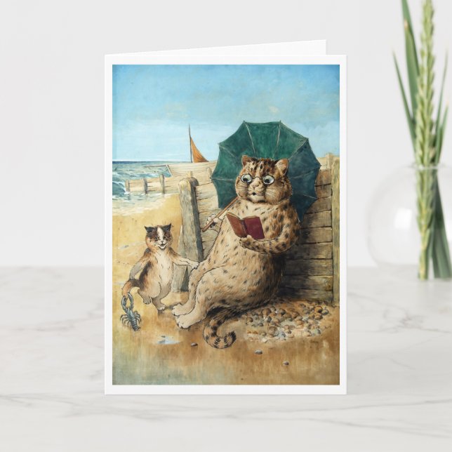 At The Beach, Louis Wain Card (Front)