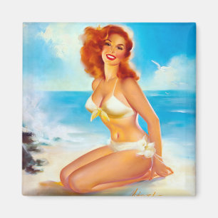 At the Beach Pin Up Magnet