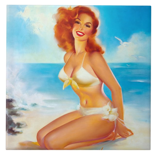 At the Beach Pin Up Tile (Front)