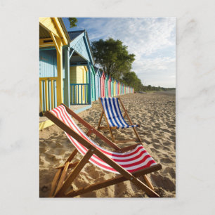 At the Beach Striped Beach Chairs Postcard