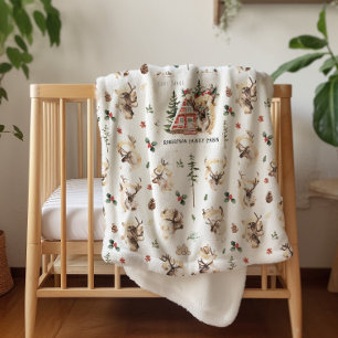 At the Cabin   Family Name Christmas Blanket