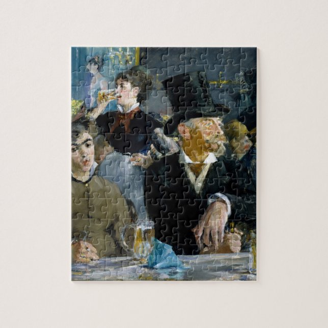 At the Cafe by Manet Impressionist Painting Jigsaw Puzzle (Vertical)