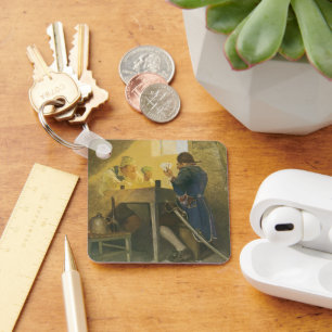 At the Cards in Cluny’s Cage by NC Wyeth Key Ring