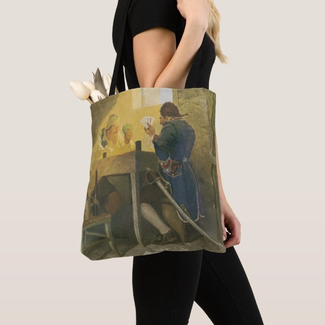 At the Cards in Cluny’s Cage by NC Wyeth Tote Bag (Close Up)