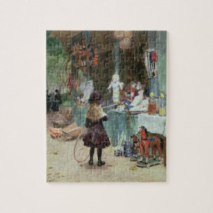 At the Champs-Elysees Gardens, c.1897 (gouache on Jigsaw Puzzle