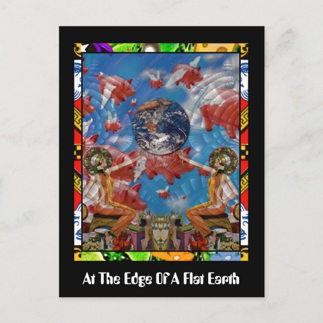 At The Edge Of A Flat Earth Postcard (Front)