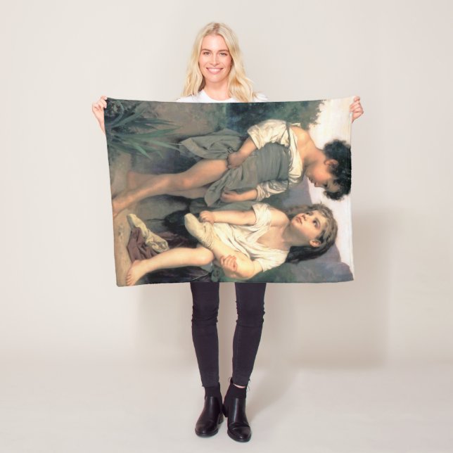 At the Edge of the Brook, Bouguereau Fleece Blanket (In Situ)
