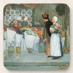 At The Florist by Childe Hassam, Vintage Fine Art Coaster