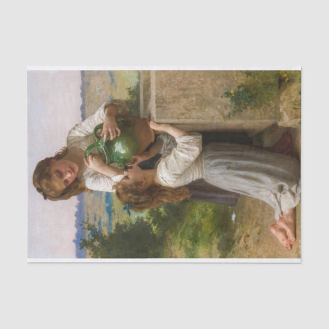 At The Fountain by William Adolphe Bouguereau Tissue Paper (Front)