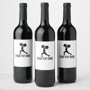 At the gym silouhette Personal Trainer Wine Label