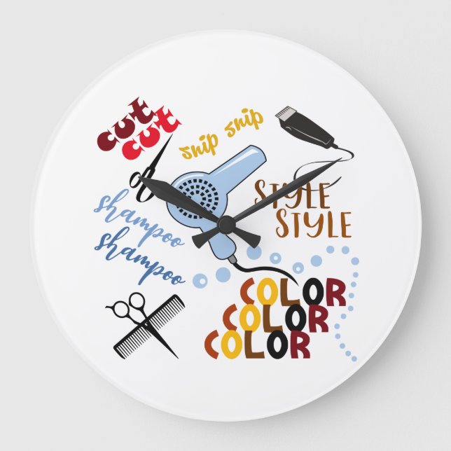 At The Hair Salon Ceramic Large Clock (Front)