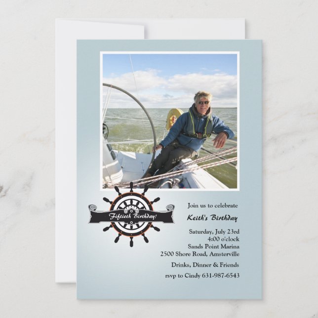 At the Helm Nautical Photo Invitation (Front)