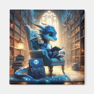 At the Library - Blue Dragon Magnet