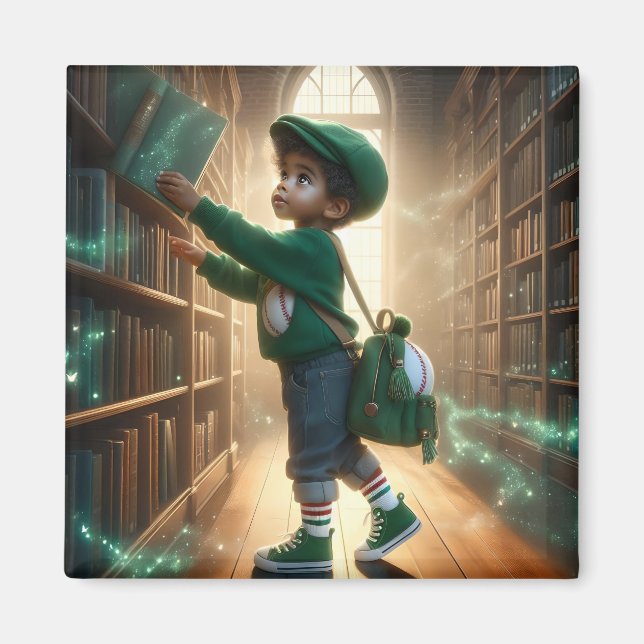 At the Library - Green Magnet (Front)