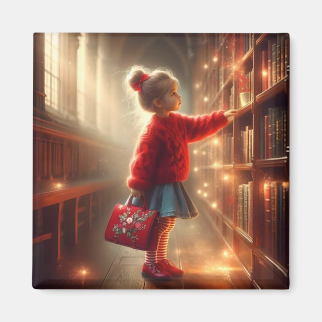 At the Library - Red Magnet (Front)