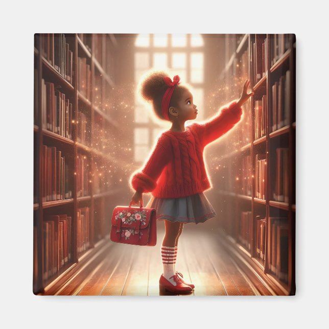 At the Library - Red Magnet (Front)