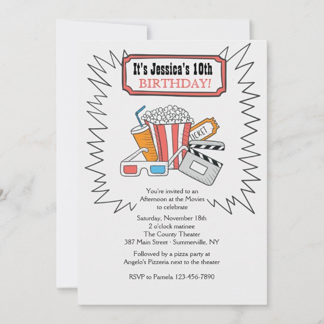 At The Movies Invitation (Front)