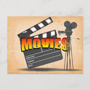 At The Movies Vintage Postcard