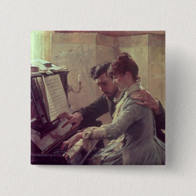 At the Piano 15 Cm Square Badge (Front)
