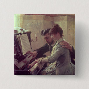 At the Piano 15 Cm Square Badge