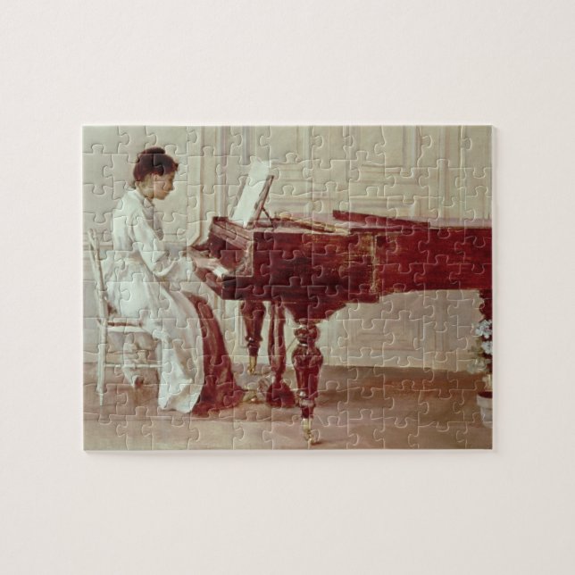 At the Piano, 1887 (oil on canvas) Jigsaw Puzzle (Horizontal)