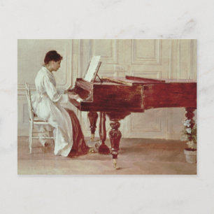 At the Piano, 1887 (oil on canvas) Postcard