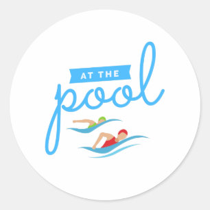 At the pool classic round sticker