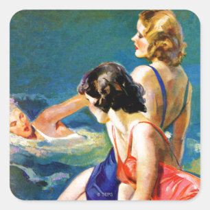 At the Pool Square Sticker