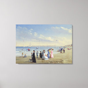 At the Seaside, 1878 (oil on panel) Canvas Print