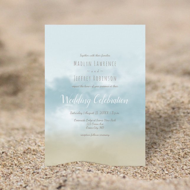 At the shore ocean surf beach wedding invitation (Creator Uploaded)