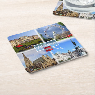 AT Vienna - Schloss Schonbrunn - Prater Fnfair - Square Paper Coaster