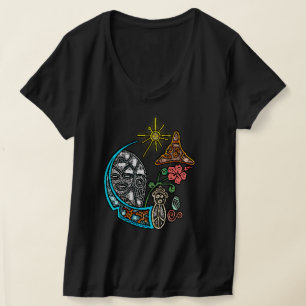 Atabey Taino Goddess Indigenous Symbols V-neck T-Shirt