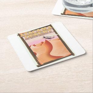Atacama Desert Adventure travel poster. Square Paper Coaster