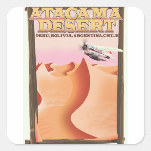Atacama Desert Adventure travel poster. Square Sticker