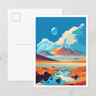 Atacama Desert Chilli Travel Vintage illustration Postcard